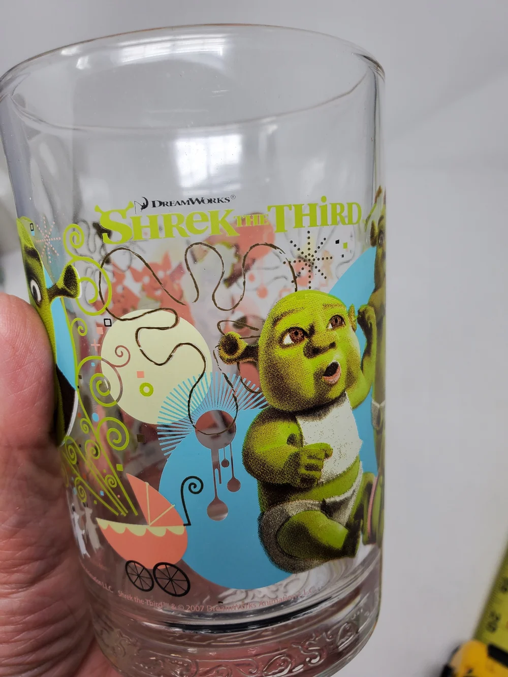 Shrek Character McDonalds Glass Cup - Green Shrek Print